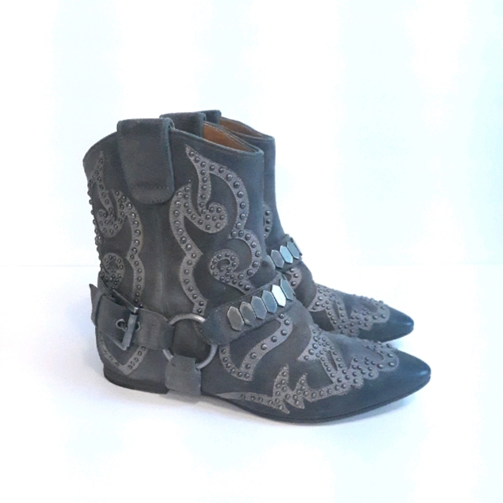 Nine West Vintage America Collection Western Boots Gray Cowgirl Rodeo